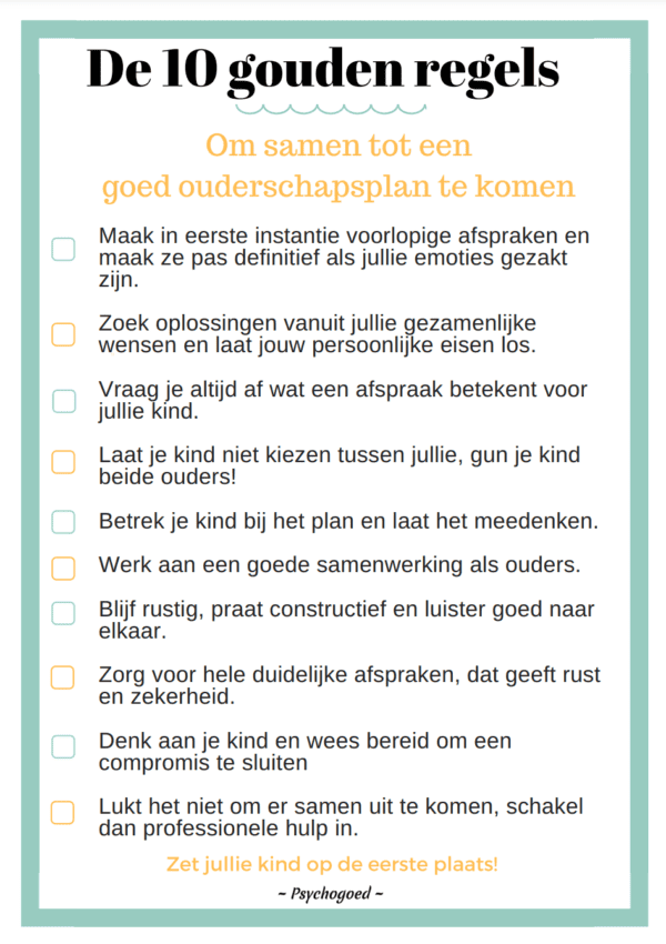 Tips Voor Een Ouderschapsplan Psychogoed