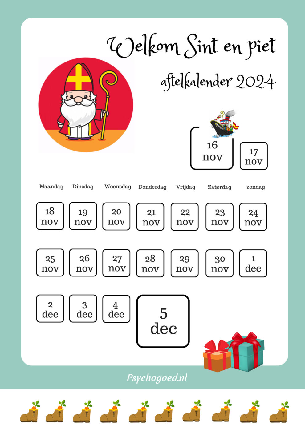 Sinterklaas 2024 aftelkalender